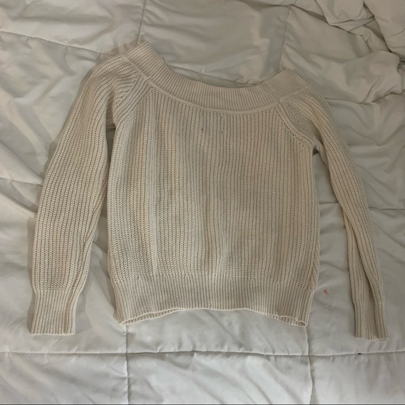 Off the Shoulder Cream Sweater - Picture 3 of 4